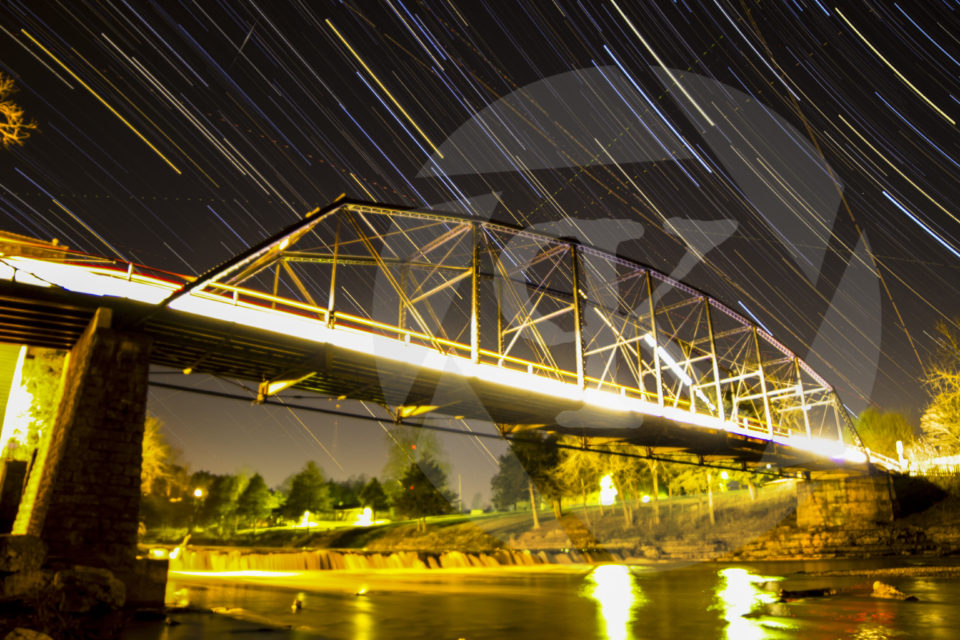 War Eagle Bridge surrounded by Star Trails