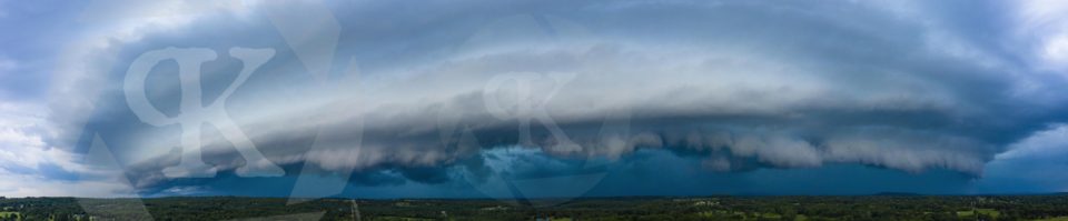 Panoramic photo of a shelf cloud