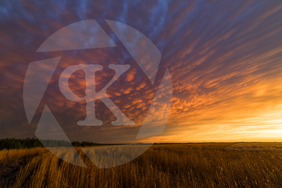 Kansas Mammatus clouds at sunset